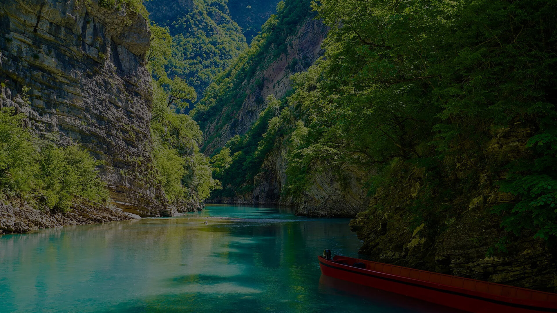 Shala River between mountains in Albania