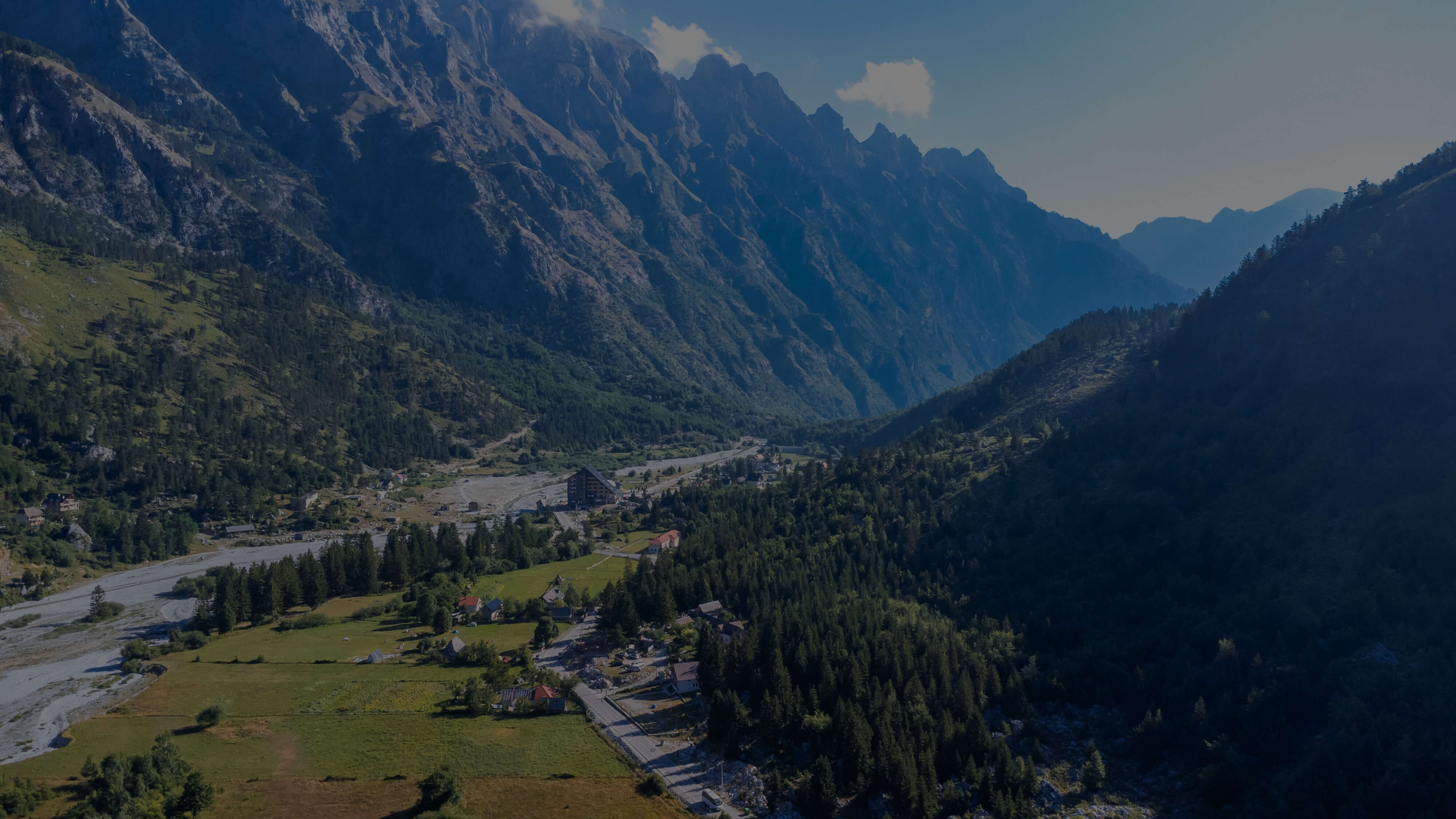 Shala River between mountains in Albania