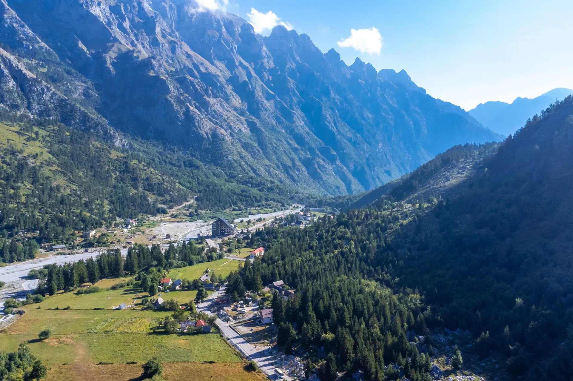 Shala River between mountains in Albania